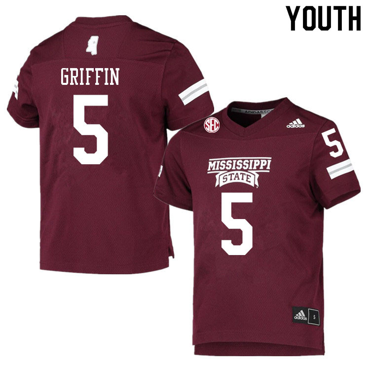Youth #5 Lideatrick Griffin Mississippi State Bulldogs College Football Jerseys Sale-Maroon - Click Image to Close